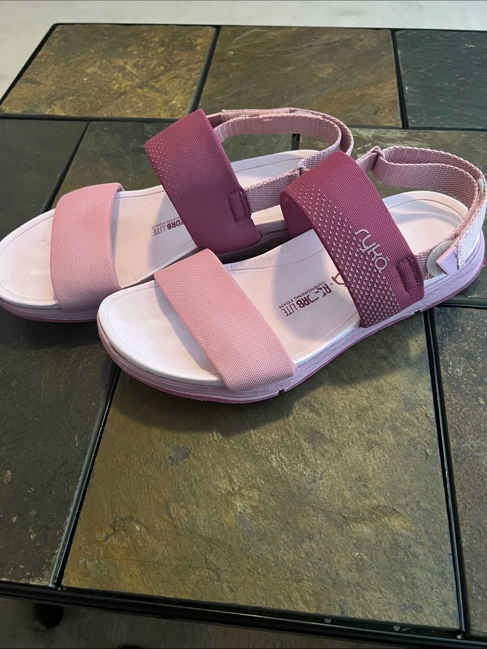 Ryka Take Charge Re-Zorb Lite Cushioning Foam Adjustable Sport Sandals- size 8.5